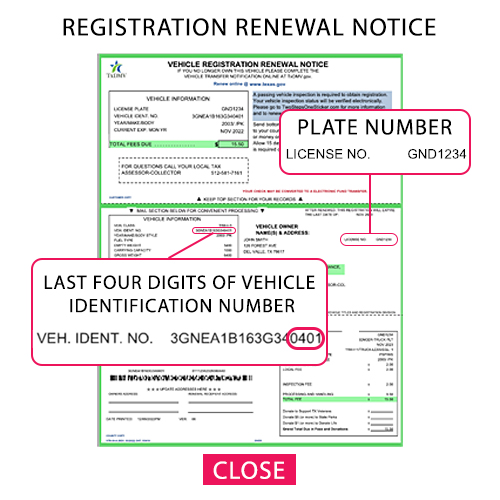 Texas Motor Vehicle Registration Check